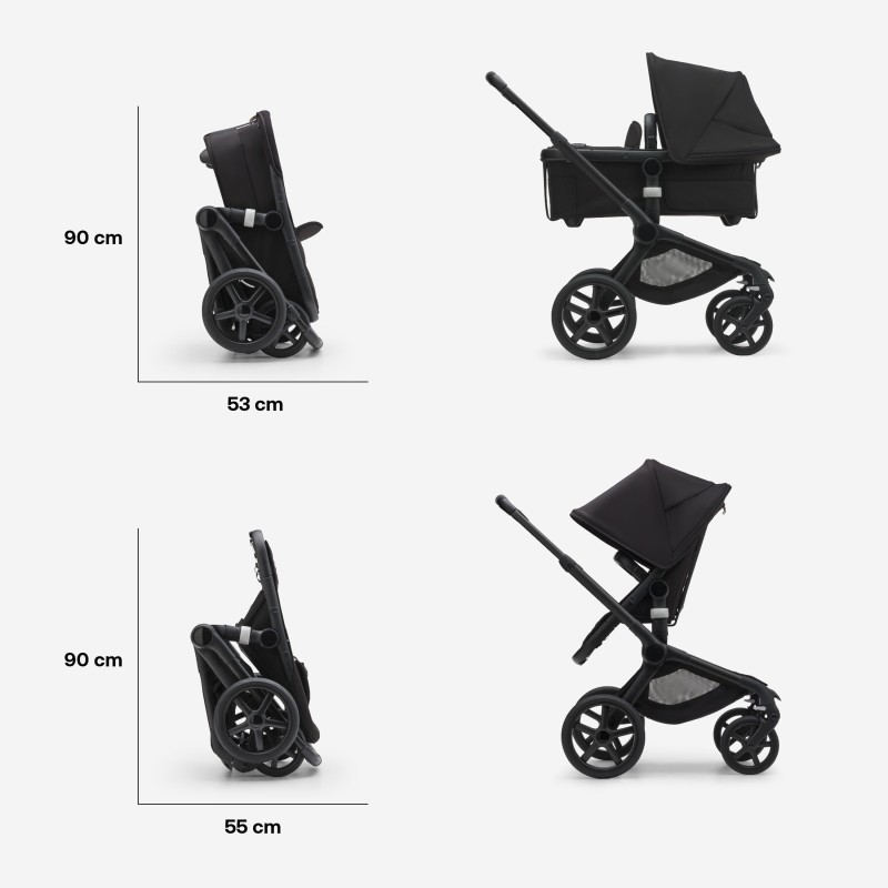 Carrito Bugaboo Fox 5 con capazo y silla - Negro Medianoche
